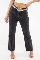 Beige Snake Print Faux Leather Belt - Anori