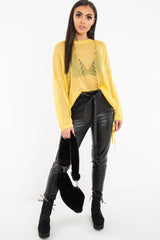Mustard Glitter Net Knit Jumper - Loriann