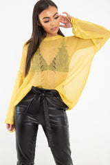 Mustard Glitter Net Knit Jumper - Loriann