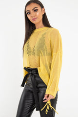 Mustard Glitter Net Knit Jumper - Loriann