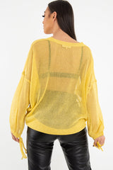 Mustard Glitter Net Knit Jumper - Loriann