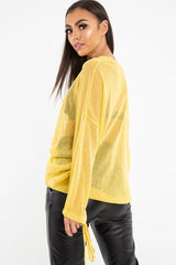 Mustard Glitter Net Knit Jumper - Loriann