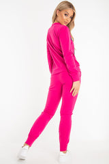 Fuchsia Eye Detail Sequin Embellished Tracksuit - Kyana