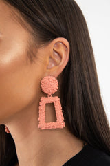 Blush Textured Rectangle Drop Earrings - Kamrin