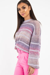 Lilac Stripe Glitter Soft Knit Jumper - Asiya