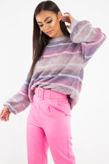 Lilac Stripe Glitter Soft Knit Jumper - Asiya