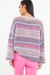 Lilac Stripe Glitter Soft Knit Jumper - Asiya