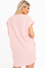 Pink Yves Saint Love Printed Slogan T-Shirt Dress - Jamey