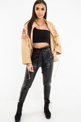 Camel Embroidered Sequin Parka Denim Jacket - Laicee