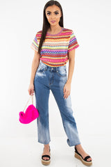 Fuchsia Aztec Print Embroidered T-Shirt - Karinna