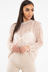 Pink Glitter Net Cable Knit Jumper - Cordia