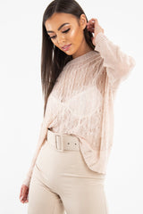 Pink Glitter Net Cable Knit Jumper - Cordia