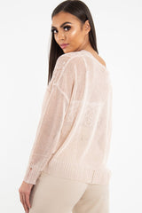 Pink Glitter Net Cable Knit Jumper - Cordia
