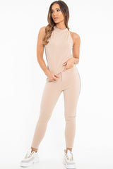 Nude Reflective Stripe Side High Neck Crop Top - Rebekah