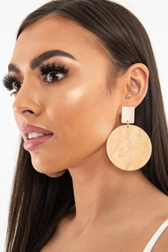 Gold Iridescent Round Drop Earrings - Jazara
