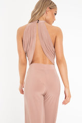 Rose Slinky Halterneck Wrap Top - Giovanna