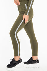 Khaki Reflective Stripe Side Cigarette Trousers - Nicky