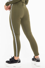 Khaki Reflective Stripe Side Cigarette Trousers - Nicky