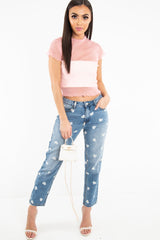 Pink Mesh Glitter Crop Top - Kiah
