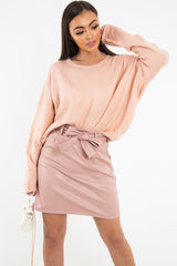 Pink Soft Knit Asymmetric Hem Jumper - Francia