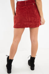 Rust Corduroy Belted Mini Skirt - Mariel