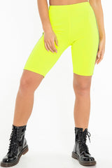 Neon Yellow Reflective Stripe Side Cycling Shorts - Betty