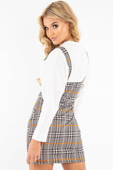 Black Orange Houndstooth Button Front Mini Dress - Jennalise