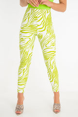 Lime White Animal Print Faux Leather Leggings - Quinn