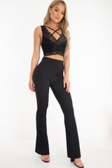 Black Scallop Lace Strap Front Plunge Bralet - Jocilyn