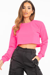 Pink Long Sleeve Crop Top - Nolan