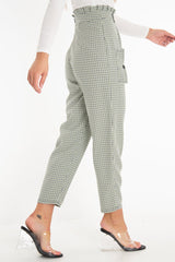 Black Green Check Frill Detail Trousers - Bristal