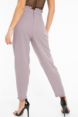 Black Pink Check Frill Detail Trousers - Bristal