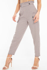 Black Orange Check Frill Detail Trousers - Bristal