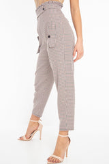 Black Orange Check Frill Detail Trousers - Bristal