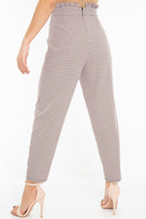 Black Orange Check Frill Detail Trousers - Bristal