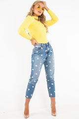 Yellow Rib Knit Choker Cut Out Jumper - Jamisen