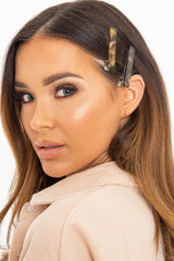 Brown Resin Crocodile Pack of 2 Barrettes  - Claribel