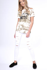 White Multi Ripped Skinny Jeans -Brianne