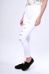 White Multi Ripped Skinny Jeans -Brianne