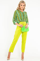 Lime Snake Print Tie Front Shirt - Maisha