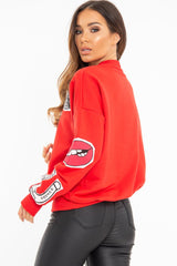 Red Eyes Lips Printed Sweatshirt - Beckie