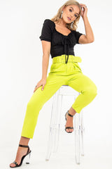 Black Bow Front Ruched Detail Top - Charlie