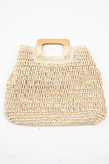 Natural Woven Knot Detail Wooden Handle Bag - Alleria