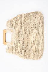Natural Woven Knot Detail Wooden Handle Bag - Alleria