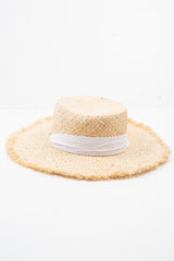 Natural Woven Frayed Edge Beach Hat - Dalina