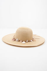 Natural Woven Shell Bow Detail Beach Hat - Aimee