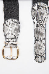 White Snakeskin Gold Hardware Wide Belt - Makenlee
