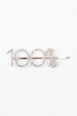 Silver Diamante 100% Slogan Hair Slide - Azelia