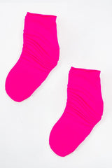 Fuchsia Rib Slouchy Tube Socks - Evangelina