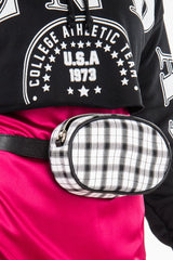 White Black Plaid Bum Bag - Keyra
